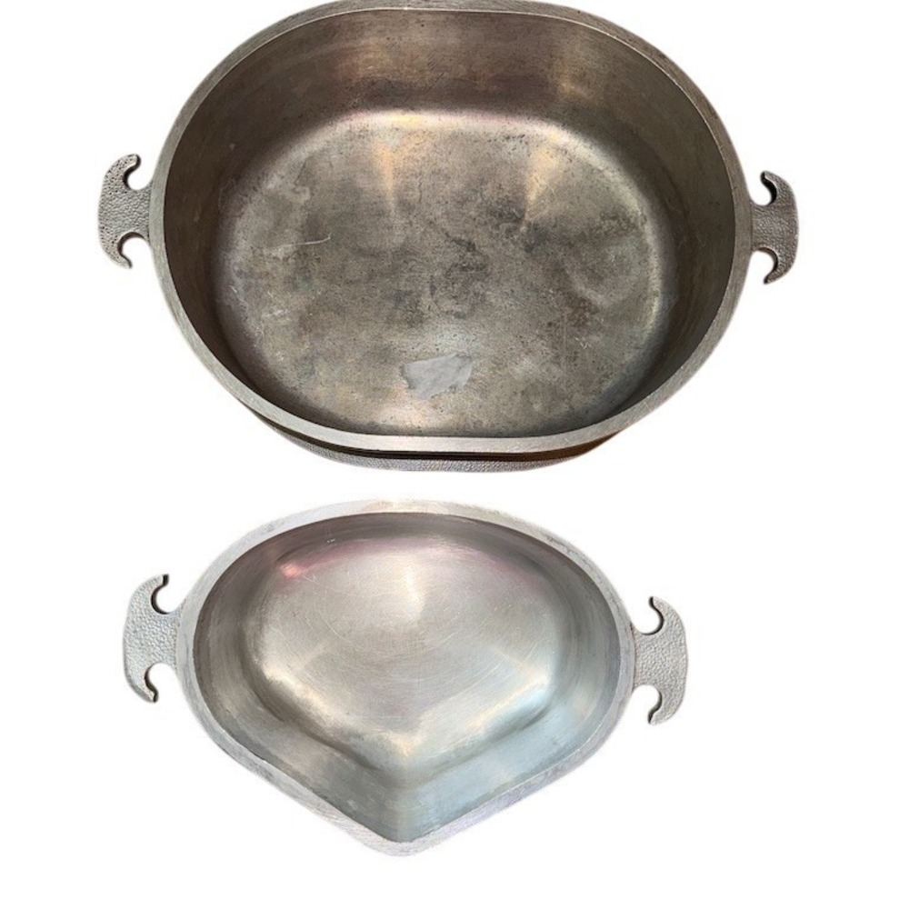 Guardian Service Vintage Nesting Casserole Roaster Pans set 2pc Silver aluminum